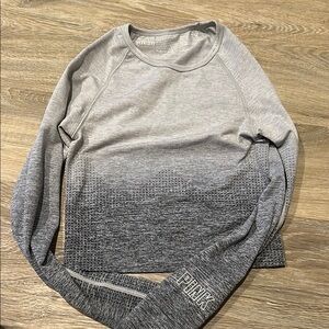 Victoria Secret PINK Gray Ombre Long Sleeve Active Crop Top
